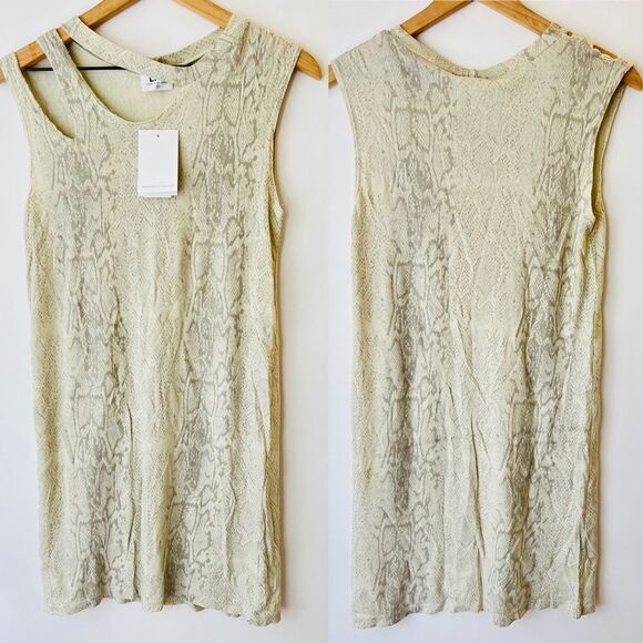 LNA Double Cut Snake Tank Dress in Cream and Tan XS - Picture 3 of 5